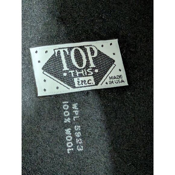 Top This Inc Men's Black 100% Wool Drawstring Broad Brim Silver Studded Hat - Picture 2 of 6